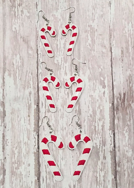 Candy Cane Earrings - 3 sizes - Digital Embroidery Design