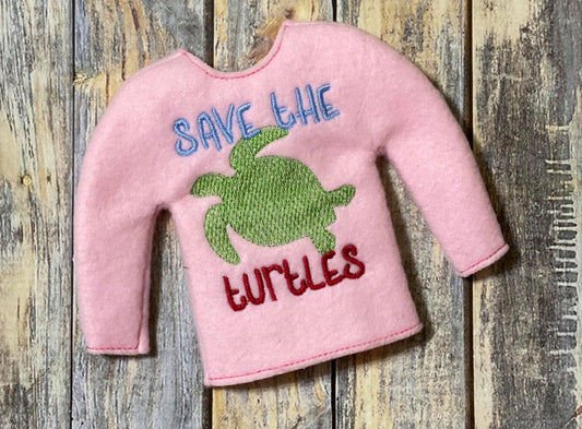 Save the turtles Doll Sweater 5x7 - Digital Embroidery Design