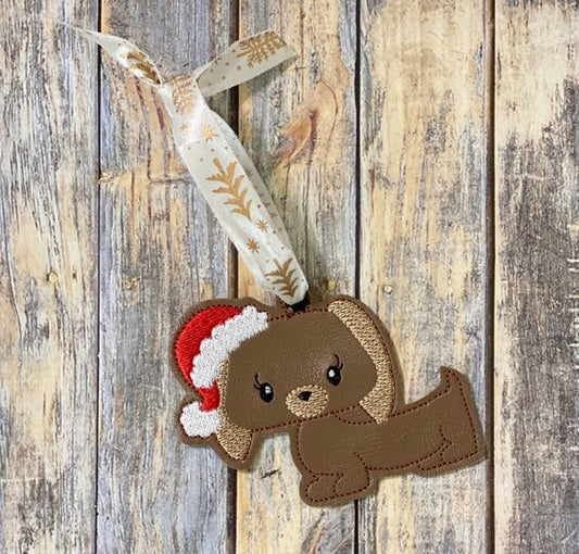 Santa Puppy Ornament - Digital Embroidery Design