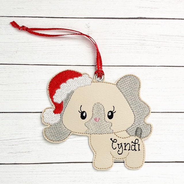 Girly Santa Puppy Ornament 4x4 and 5x7 grouped - Digital Embroidery Design