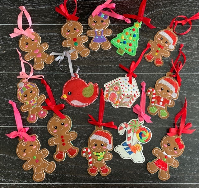Gingerbread Family Ornament Set - Digital Embroidery Design