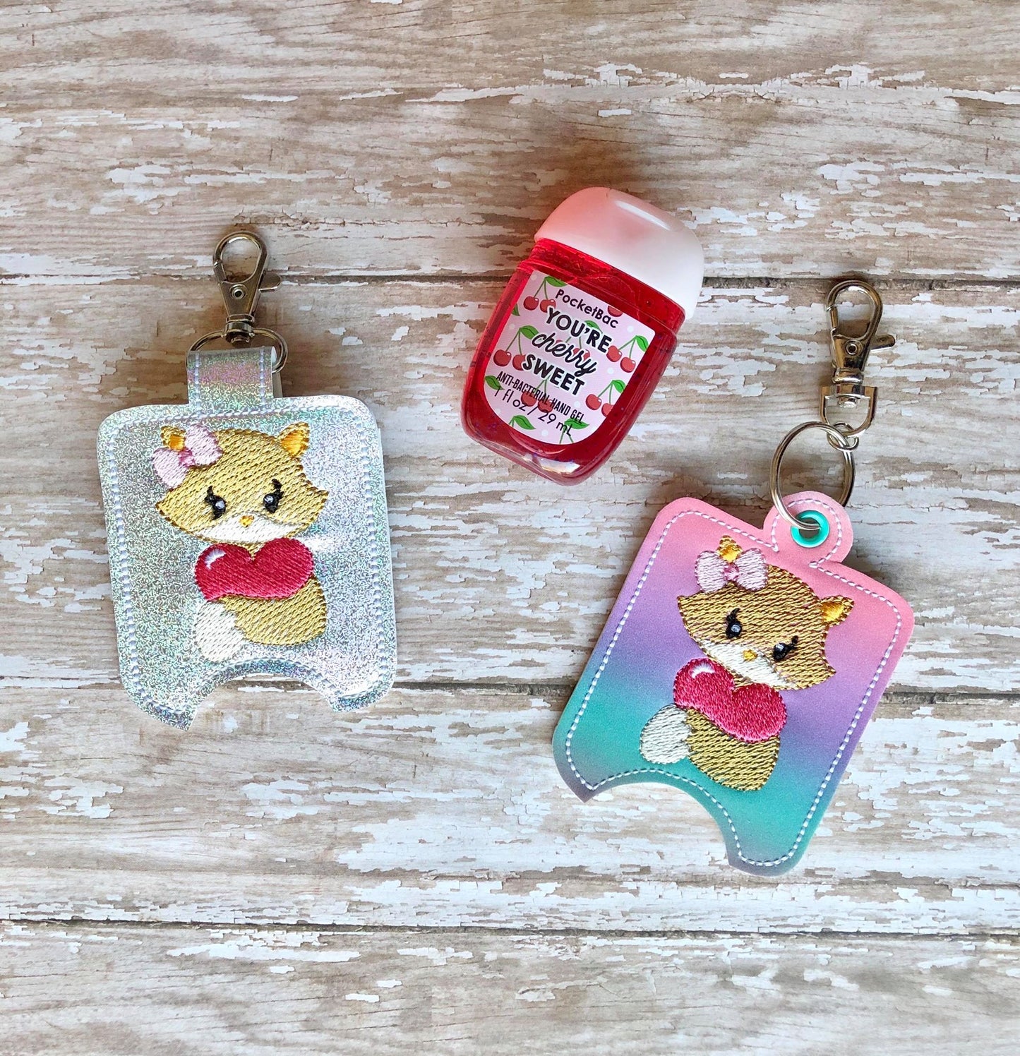 Valentine Girl Fox Sanitizer Holders - DIGITAL Embroidery DESIGN