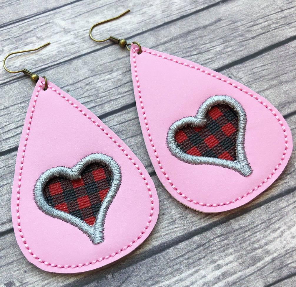 Lila's Heart Earrings - 3 sizes - 4x4 and 5x7 Grouped- Digital Embroidery Design