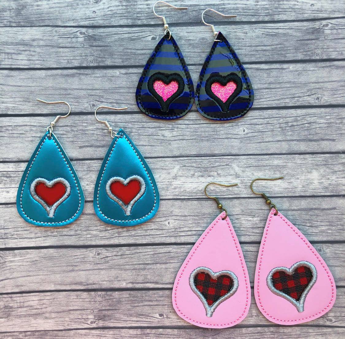 Lila's Heart Earrings - 3 sizes - 4x4 and 5x7 Grouped- Digital Embroidery Design