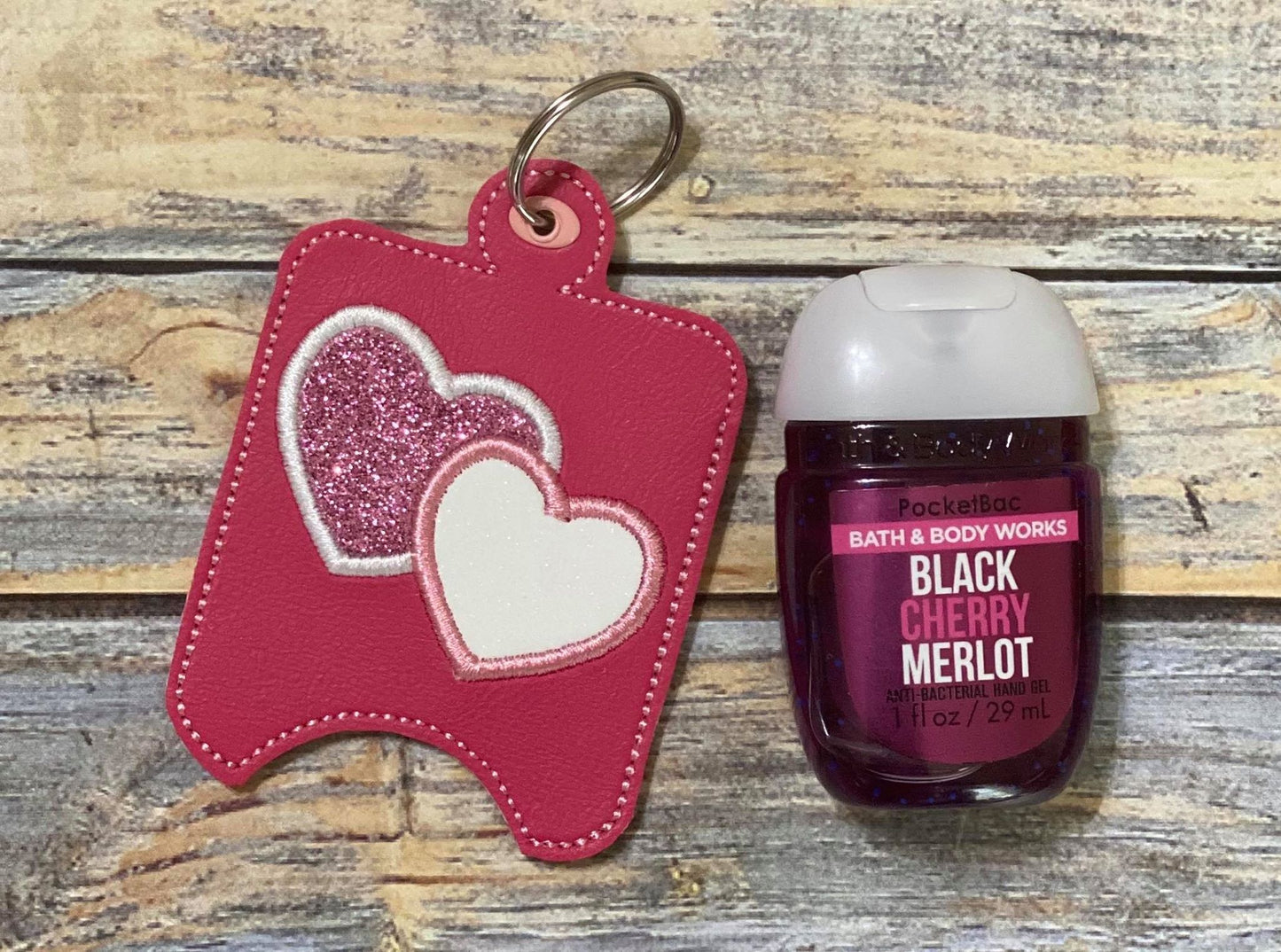 Double Heart Applique Sanitizer Holders - DIGITAL Embroidery DESIGN