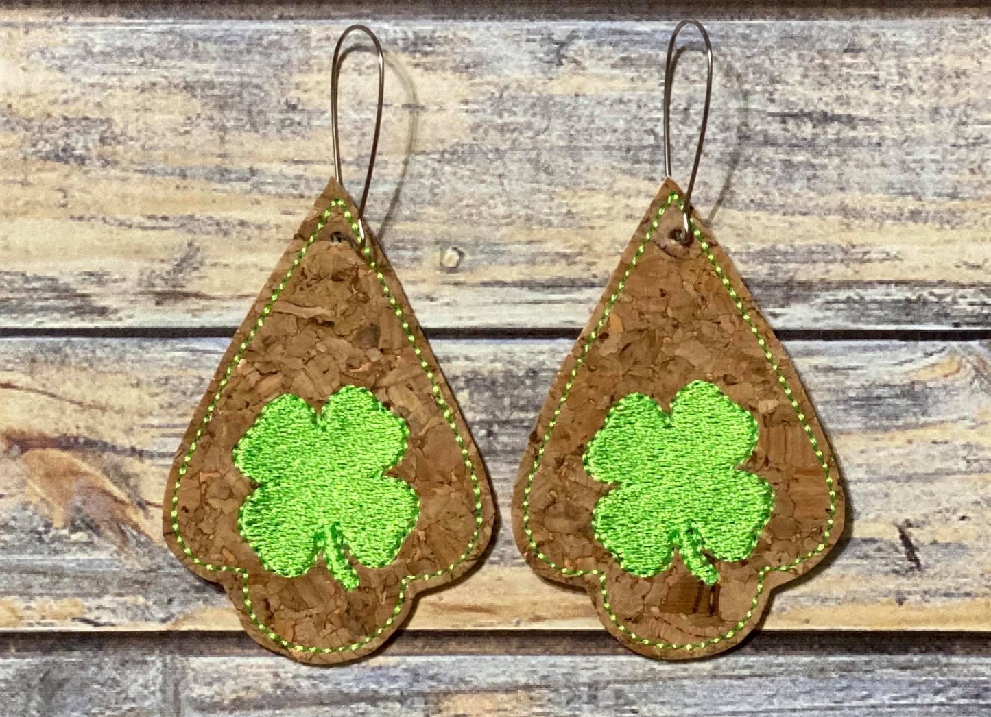 Shamrock Tear Drop Earrings - 3 sizes - Digital Embroidery Design