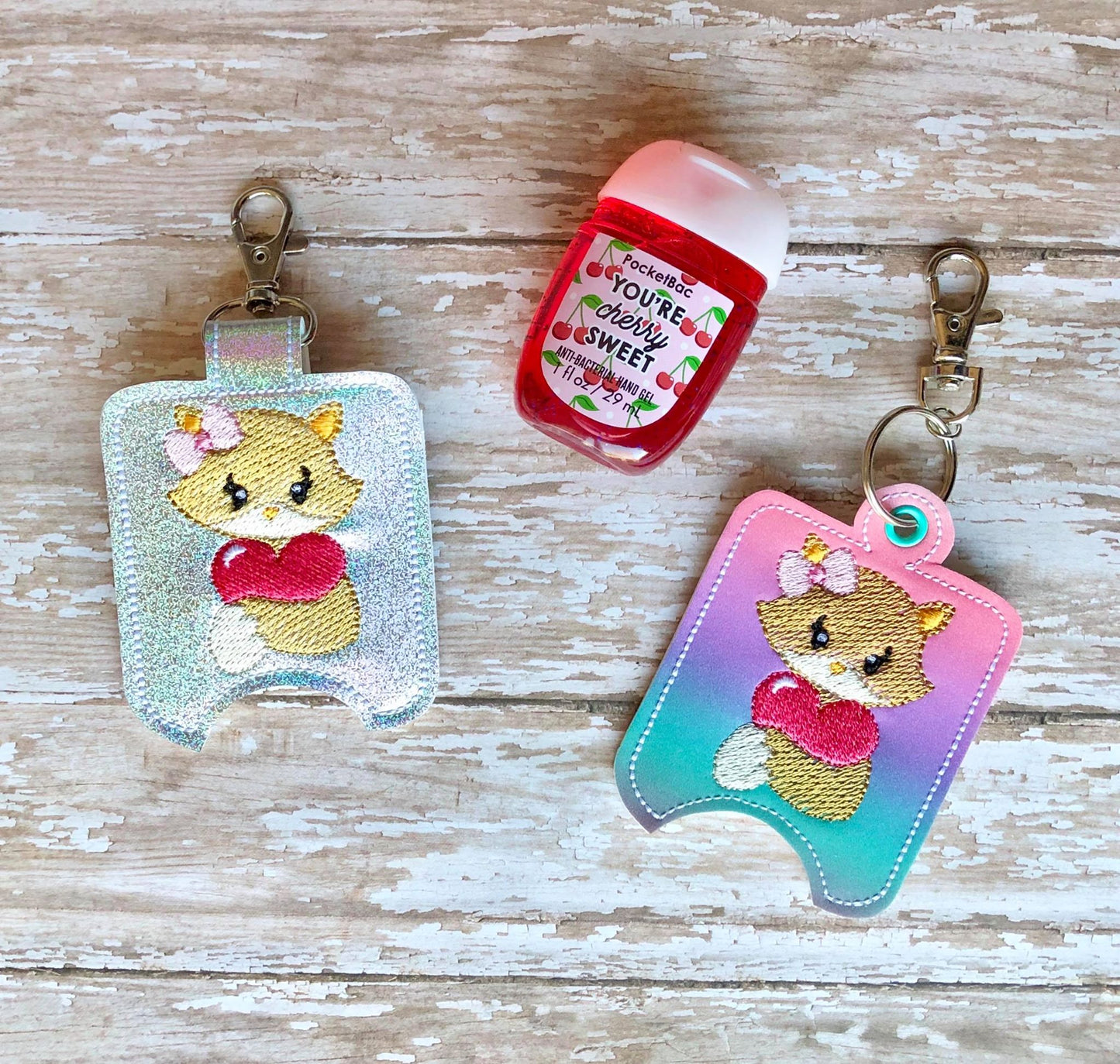 Valentine Girl Fox Sanitizer Holders - DIGITAL Embroidery DESIGN