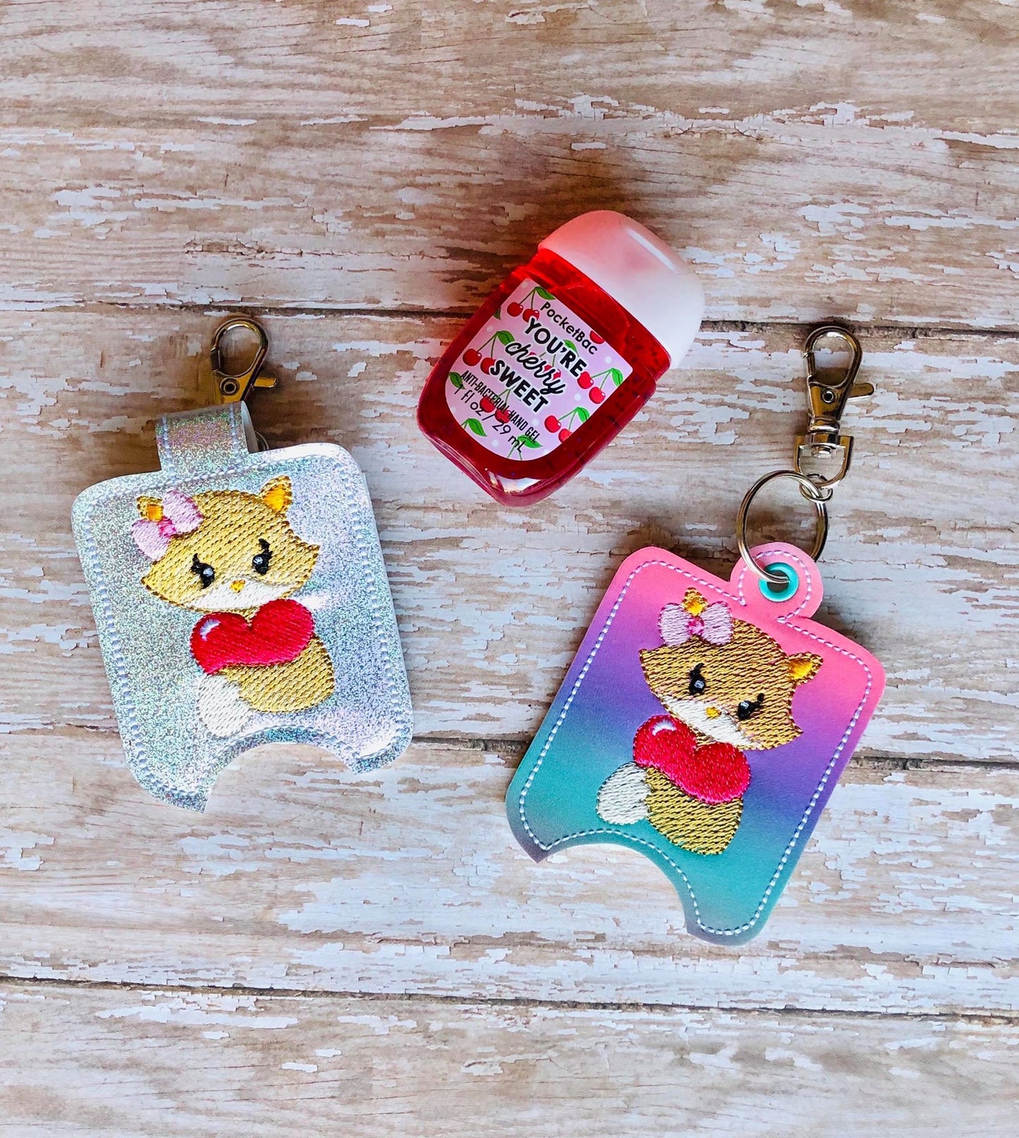 Valentine Girl Fox Sanitizer Holders - DIGITAL Embroidery DESIGN