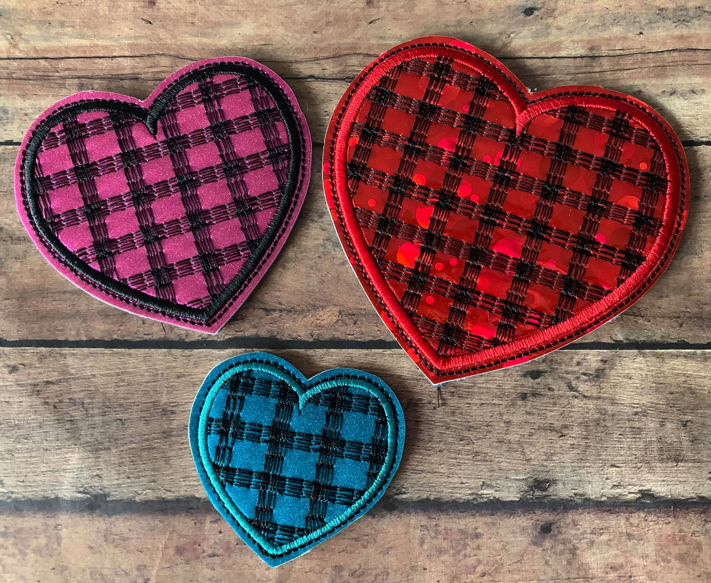 Plaid Heart Felties - 3 sizes - Digital Embroidery Design