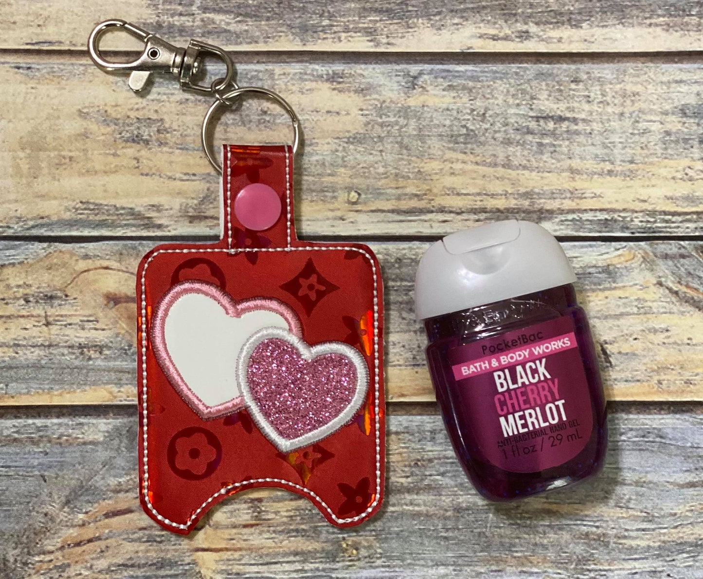 Double Heart Applique Sanitizer Holders - DIGITAL Embroidery DESIGN