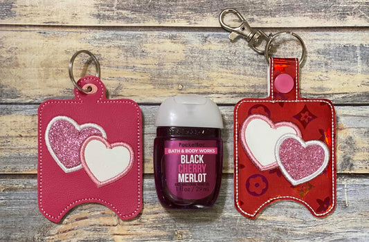 Double Heart Applique Sanitizer Holders - DIGITAL Embroidery DESIGN