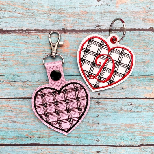 Plaid Heart Fobs -  DIGITAL Embroidery DESIGN