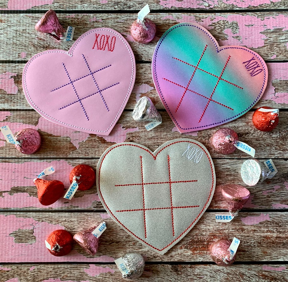 Heart XOXO Tic Tac Toe Board - Digital Embroidery Design