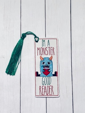 I'm a mosnter good reader Bookmark - Digital Embroidery Design