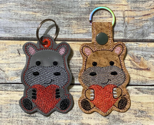 Valentine Hippo Fobs -  DIGITAL Embroidery DESIGN