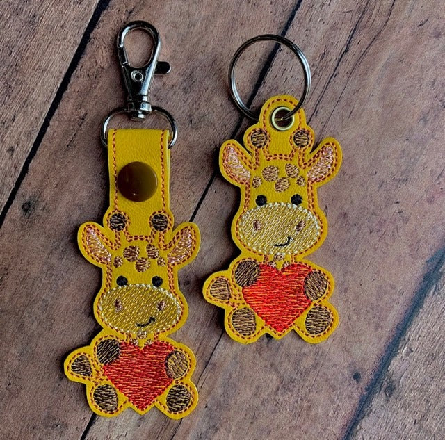 Valentine Giraffe Fobs -  DIGITAL Embroidery DESIGN