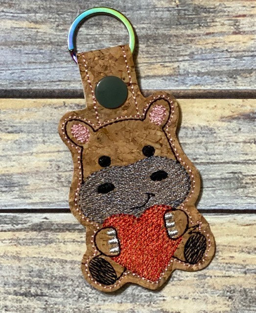 Valentine Hippo Fobs -  DIGITAL Embroidery DESIGN