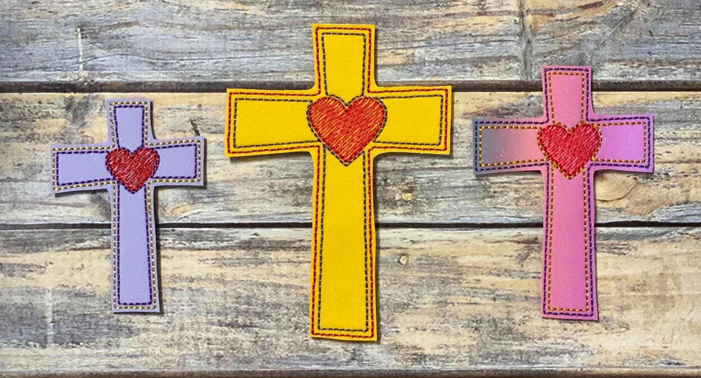 Sketch Cross Heart Felties - 5 sizes - Digital Embroidery Design