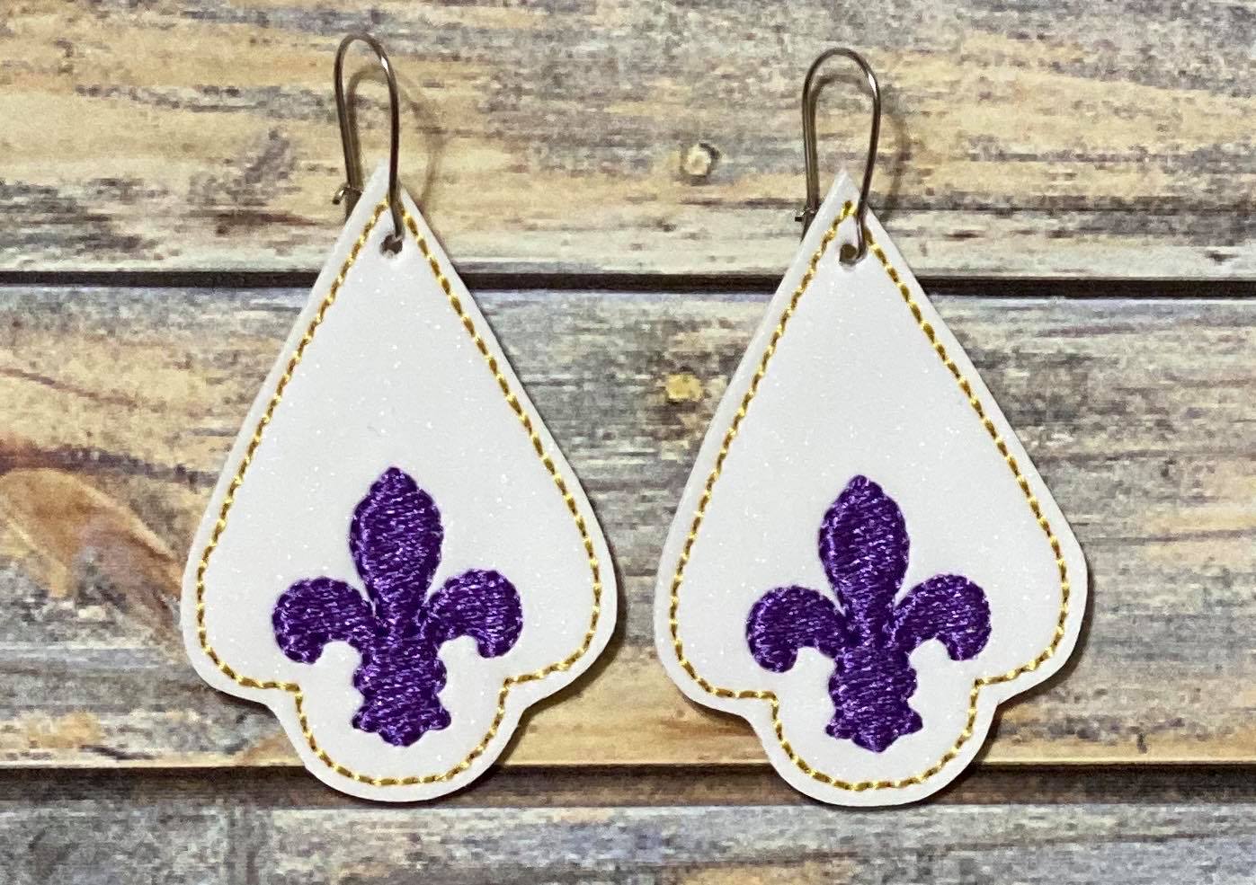 Fleur De Lis Earrings - 3 sizes - 4x4 and 5x7 Grouped- Digital Embroidery Design