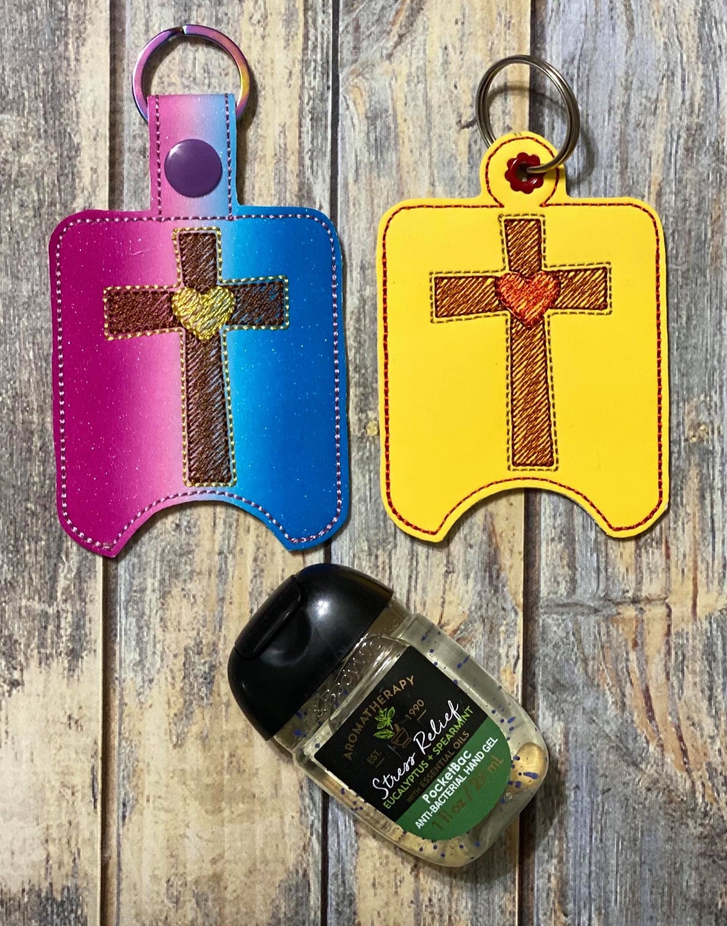 Sketch Heart Cross Sanitizer Holders- DIGITAL Embroidery DESIGN