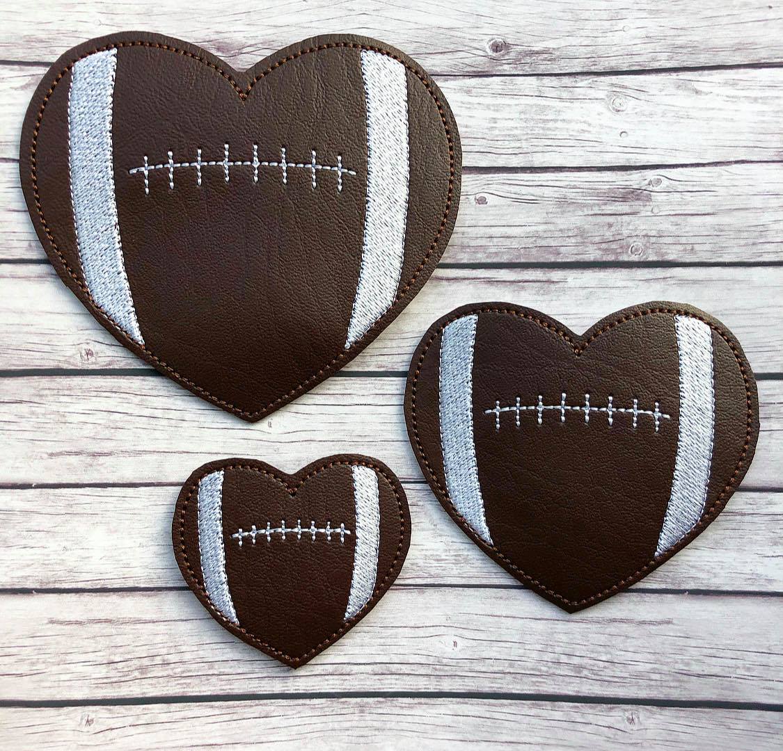 Football Heart Felties - 3 sizes - Digital Embroidery Design