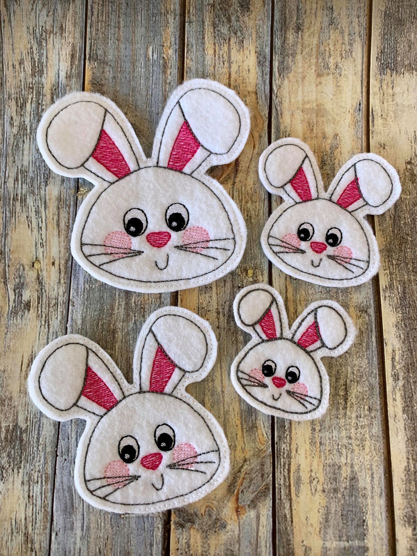 Bunny Face Felties - 4 sizes - 4x4 and 5x7 Grouped- Digital Embroidery Design
