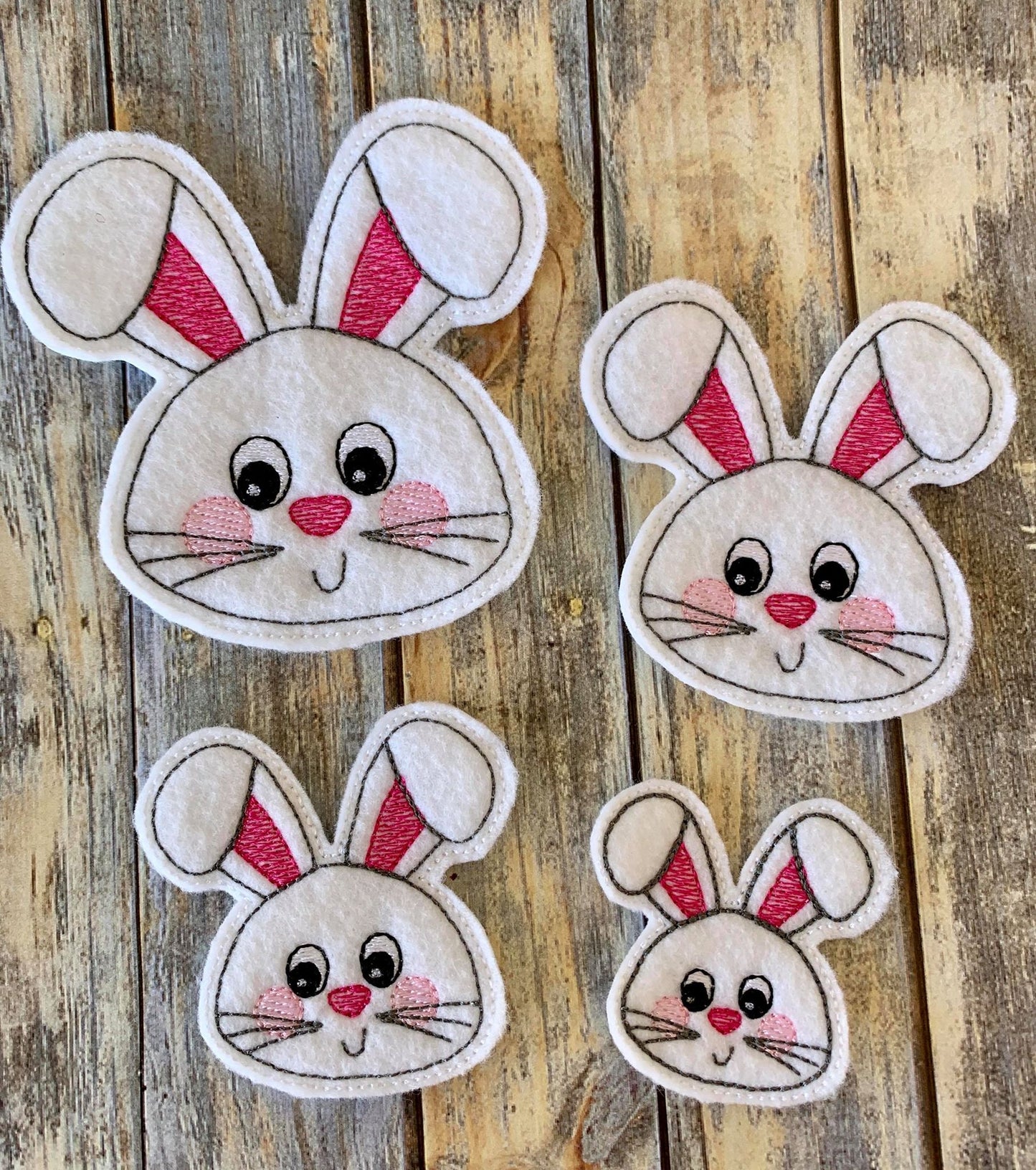 Bunny Face Felties - 4 sizes - 4x4 and 5x7 Grouped- Digital Embroidery Design
