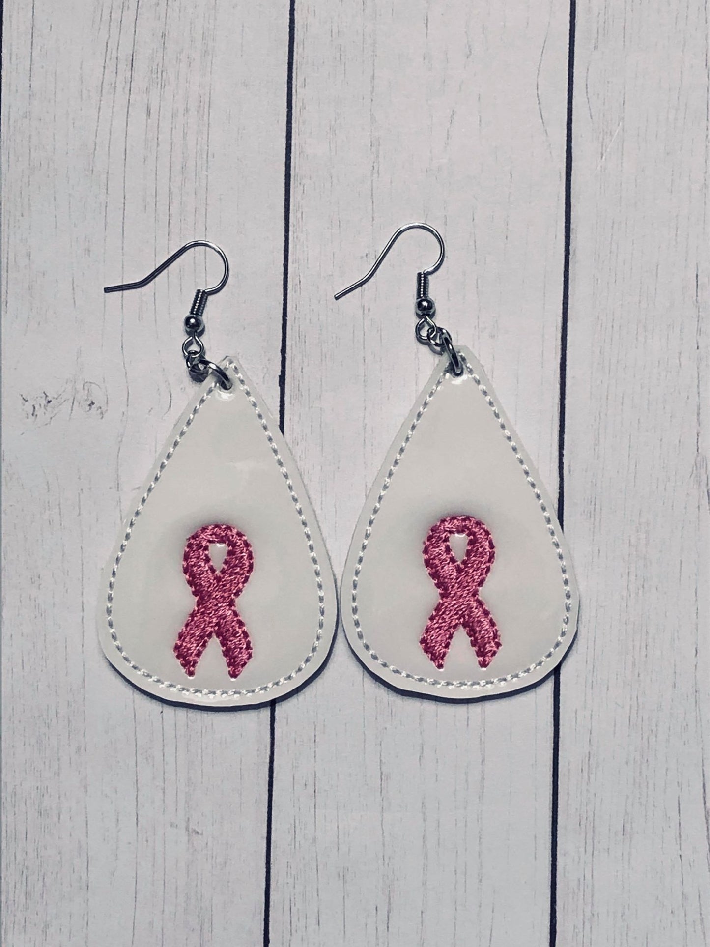 Awareness Ribbon Tear Drop Earrings - 3 sizes - 4x4 and 5x7 Grouped- Digital Embroidery Design