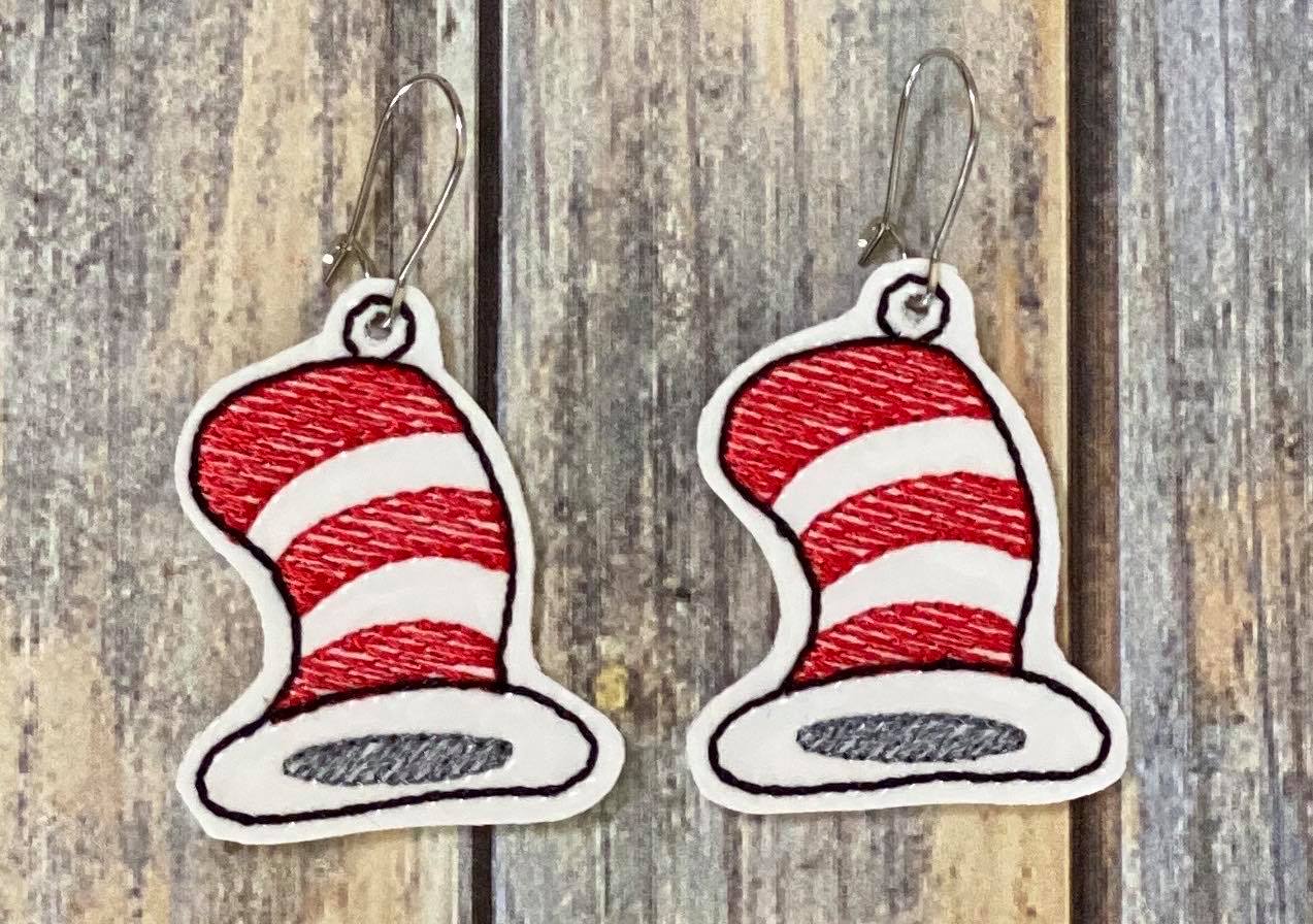 Silly Hat Earrings - 2 sizes - Digital Embroidery Design