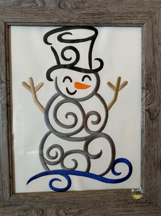 Swirly Snowman - 4 Sizes - Digital Embroidery Design