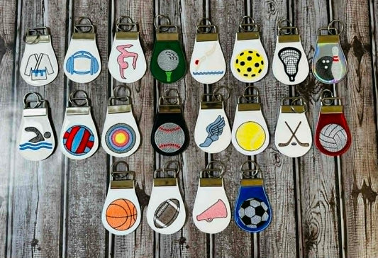 SPORTS Half Panel Fob SET 20 Designs Included – REQUIRES 1.25″ Clamp Hardware – Digital Embroidery Design
