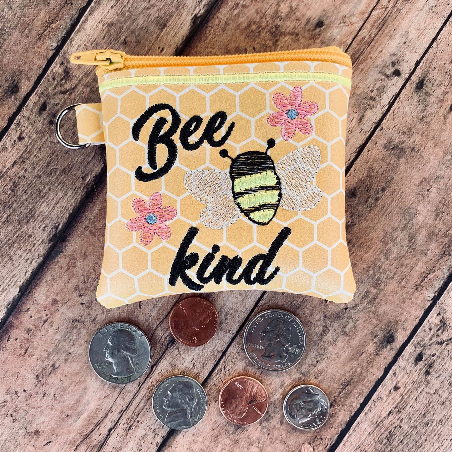 Bee Kind Zipper Bag - 2 sizes - Digital Embroidery Design