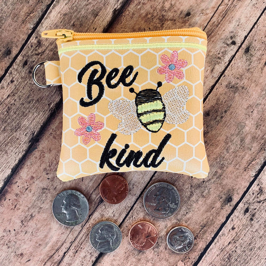 Bee Kind Zipper Bag - 2 sizes - Digital Embroidery Design