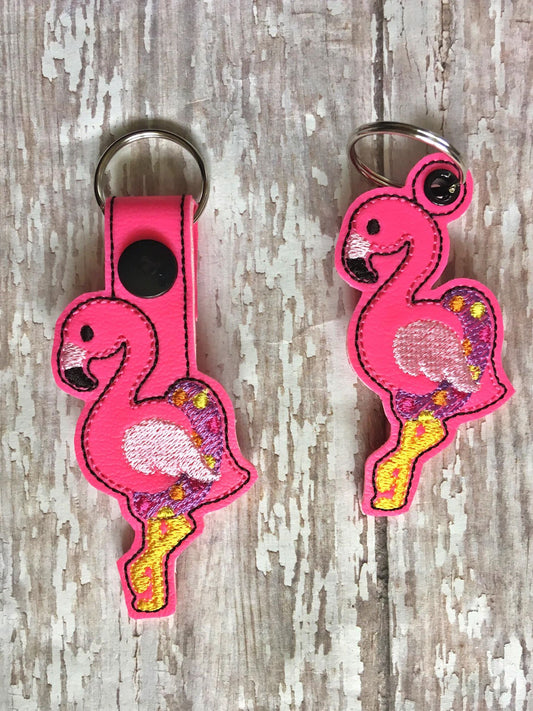 Floating Flamingo Fobs -  DIGITAL Embroidery DESIGN