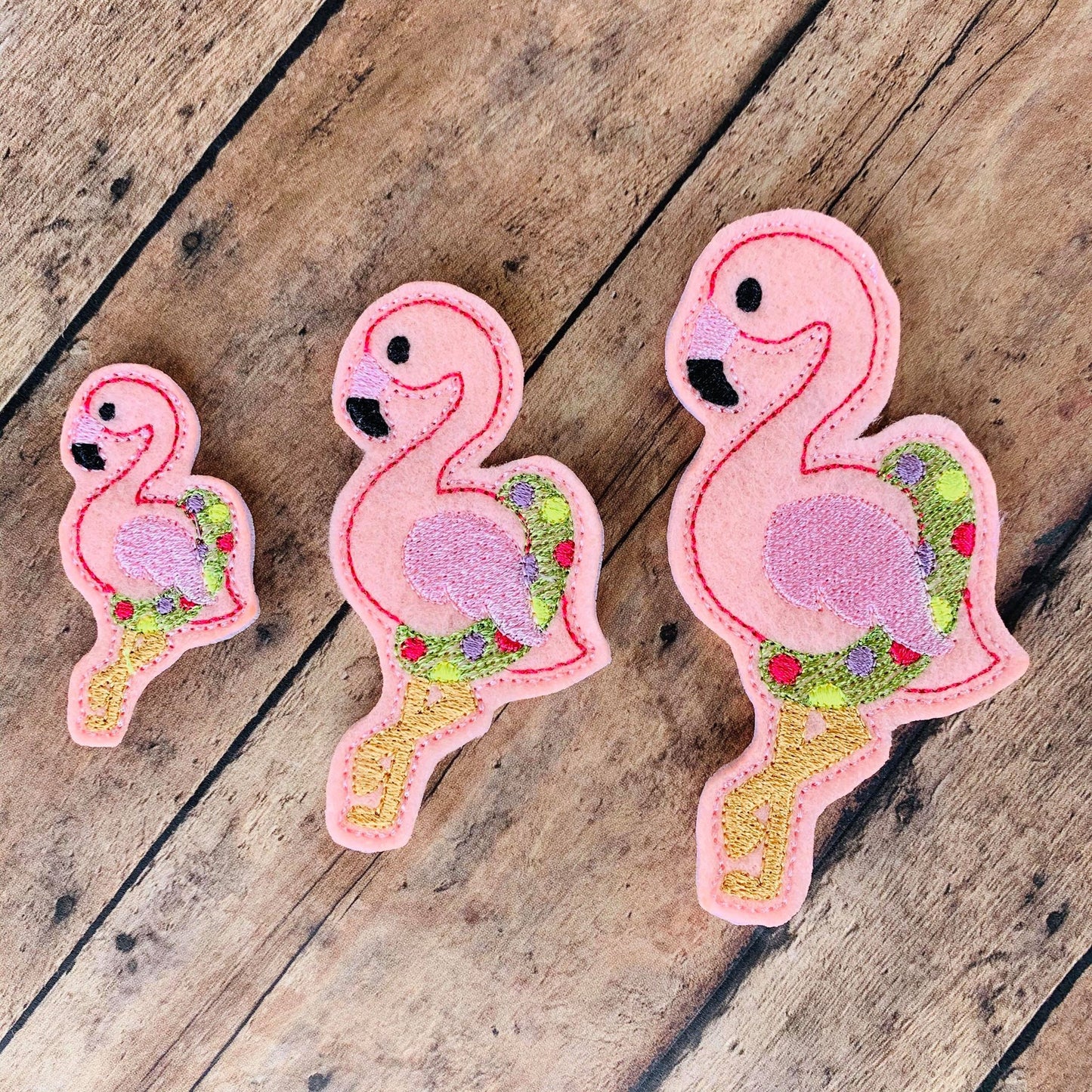 Floating Flamingo Felties - 3 sizes - 4x4 and 5x7 Grouped- Digital Embroidery Design