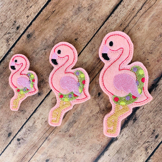 Floating Flamingo Felties - 3 sizes - 4x4 and 5x7 Grouped- Digital Embroidery Design