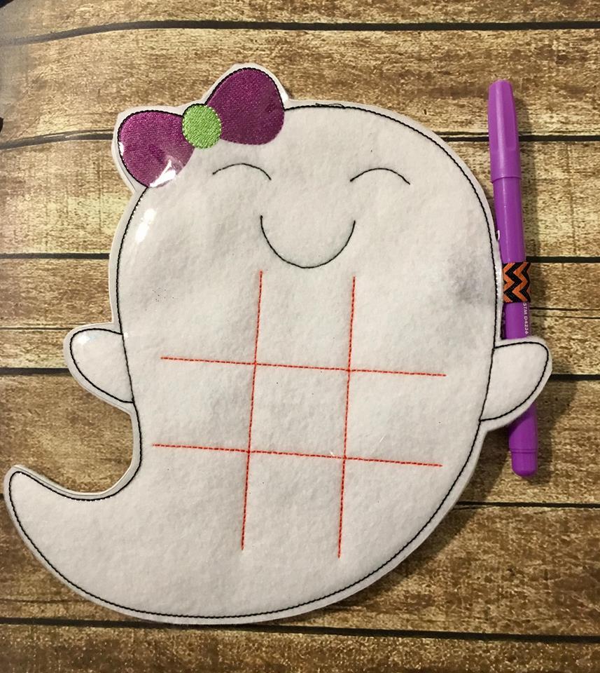 Girly Ghost Tic Tac Toe Boards - Digital Embroidery Design