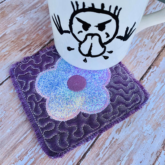 Flower Mug Rug  4x4 - DIGITAL Embroidery DESIGN