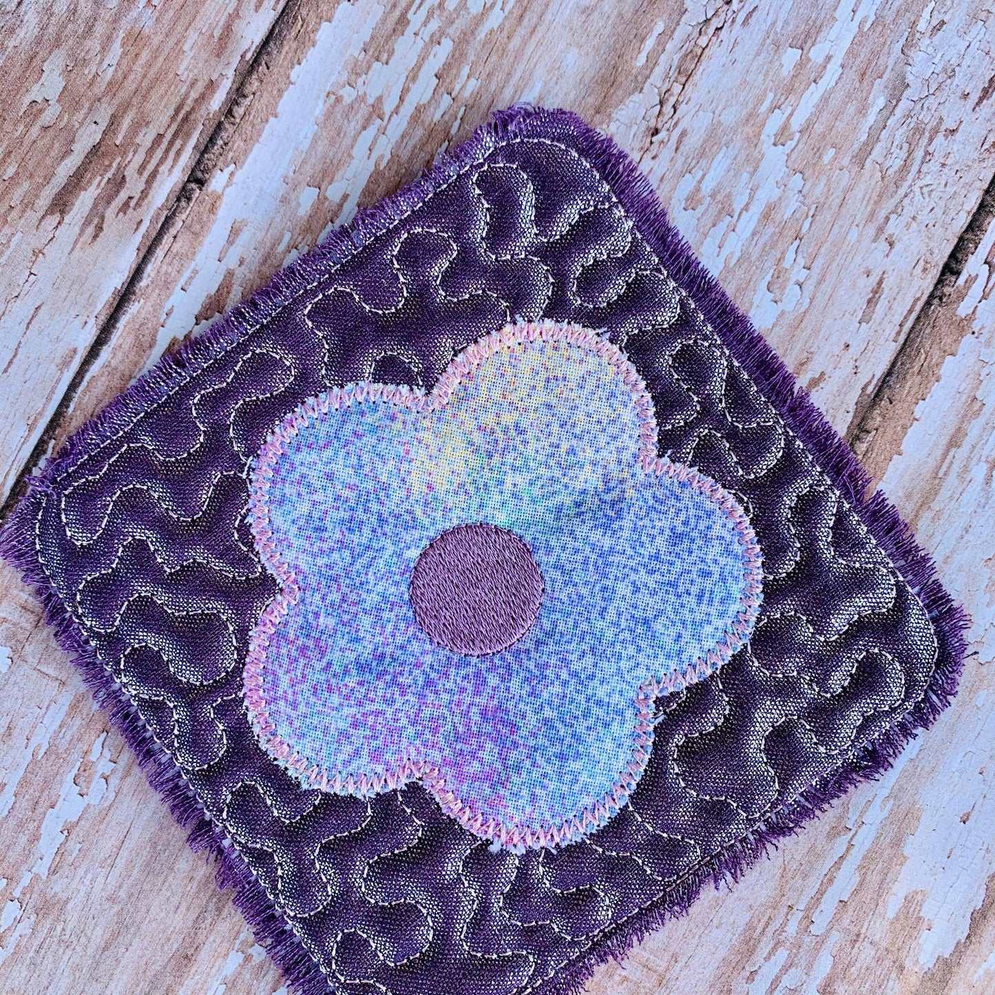 Flower Mug Rug  4x4 - DIGITAL Embroidery DESIGN