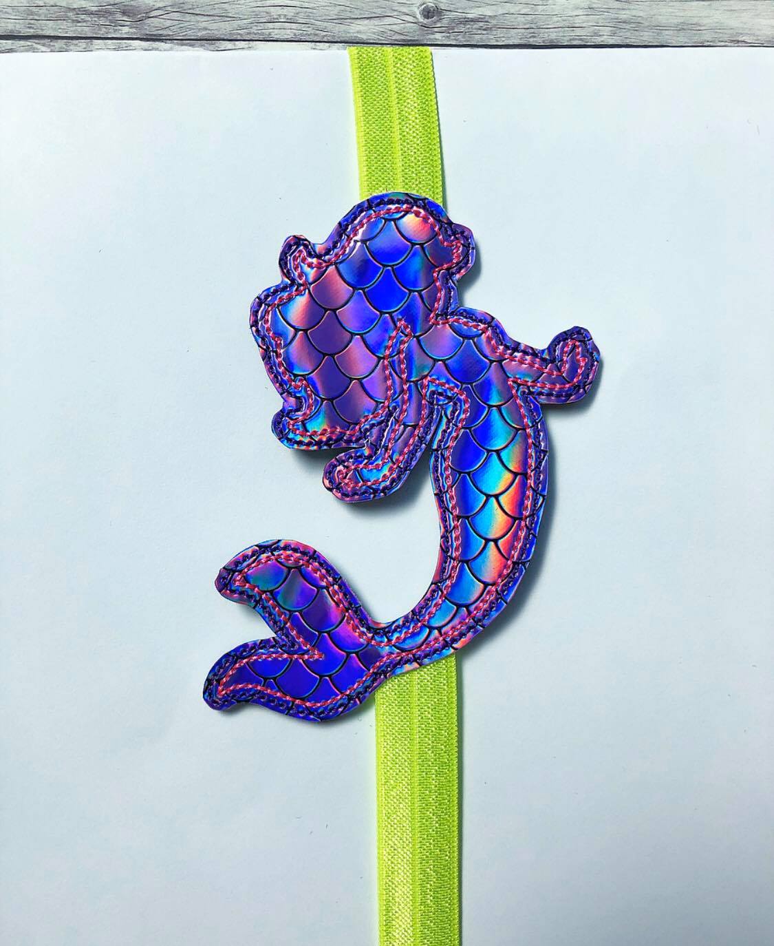 Mermaid Silhouette Book Band - Digital Embroidery Design
