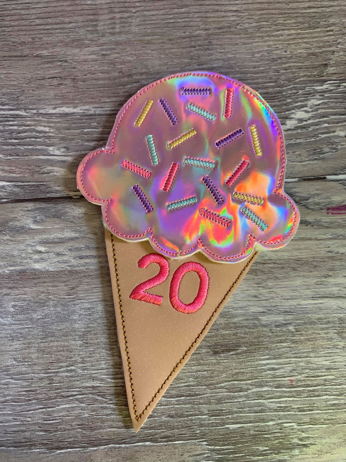 Ice Cream Cone Number Set with zipper bag - Digital Embroidery Design