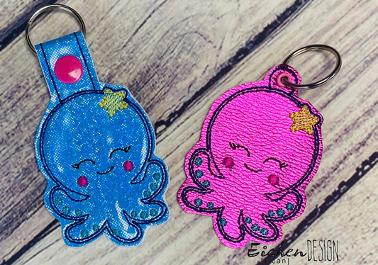 Octopus Tab and eyelet Fobs - DIGITAL Embroidery DESIGN