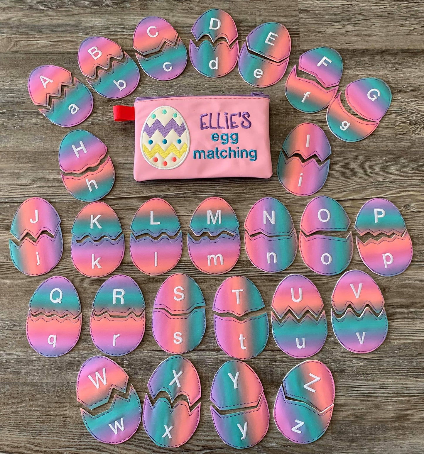 Alphabet Eggs Matching Set with zipper bag - Digital Embroidery Design