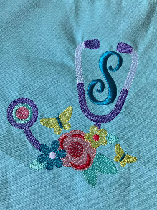 Butterfly Stethoscope Sketch - 3 Sizes - Digital Embroidery Design