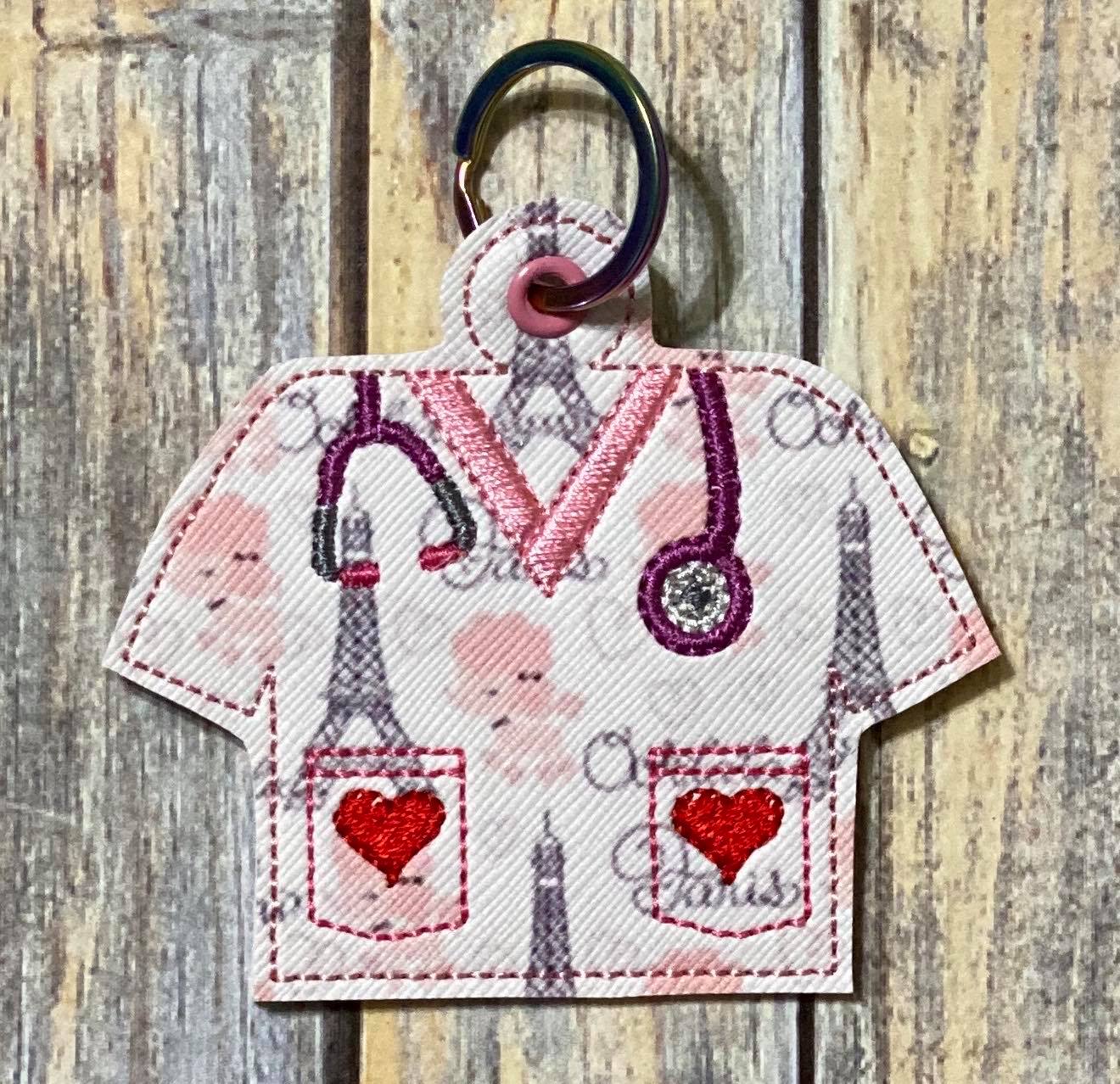 Healthcare Heart Tab and eyelet Fobs - DIGITAL Embroidery DESIGN