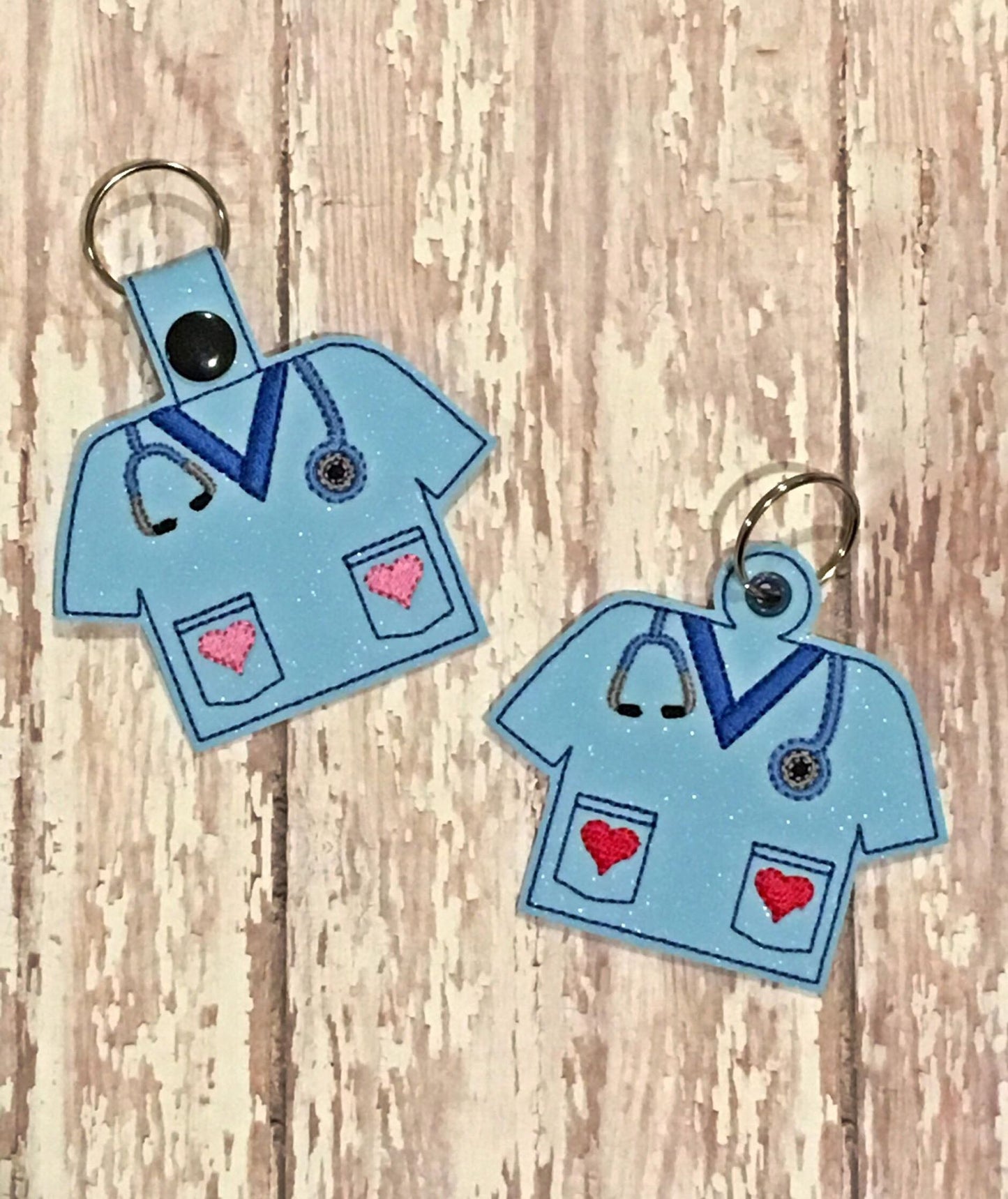 Healthcare Heart Tab and eyelet Fobs - DIGITAL Embroidery DESIGN