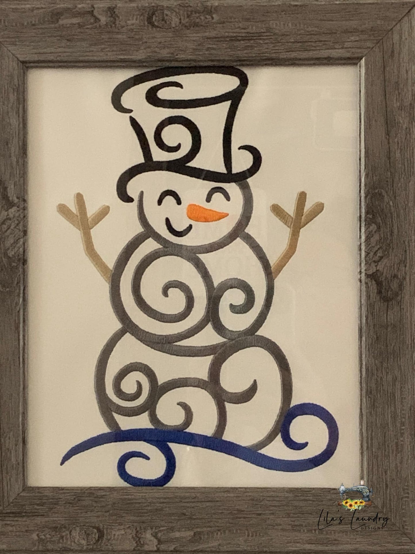 Swirly Snowman - 4 Sizes - Digital Embroidery Design
