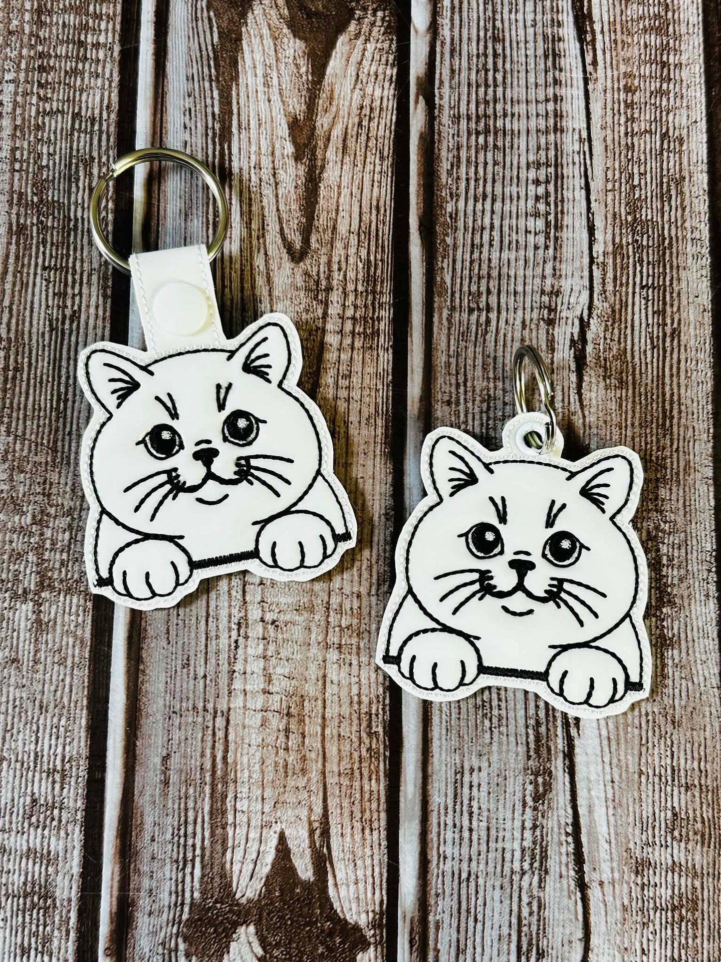 British Shorthair Cat Key Fobs - 2 Styles - DIGITAL Embroidery DESIGN