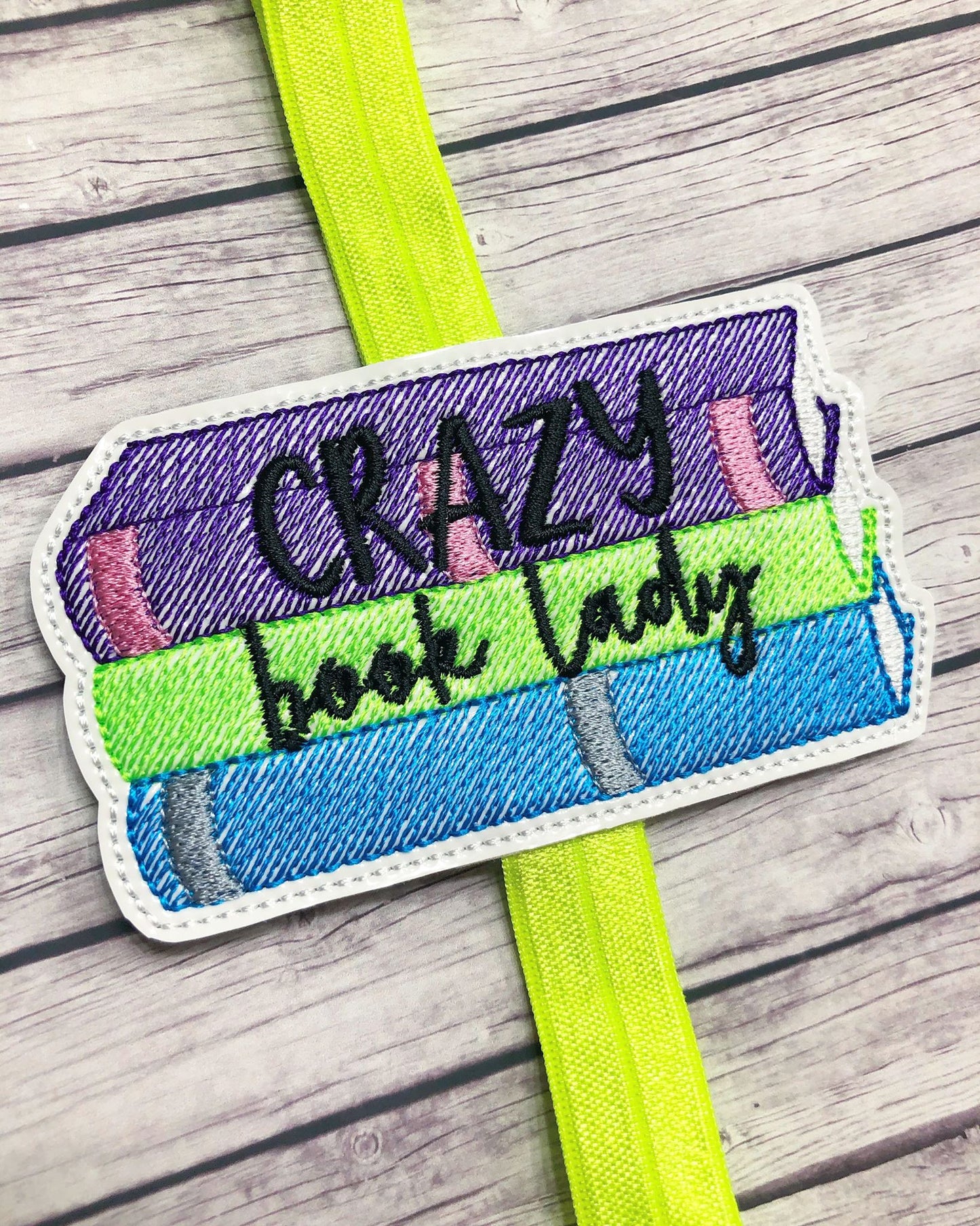 Crazy Book Lady - Book Band - Digital Embroidery Design
