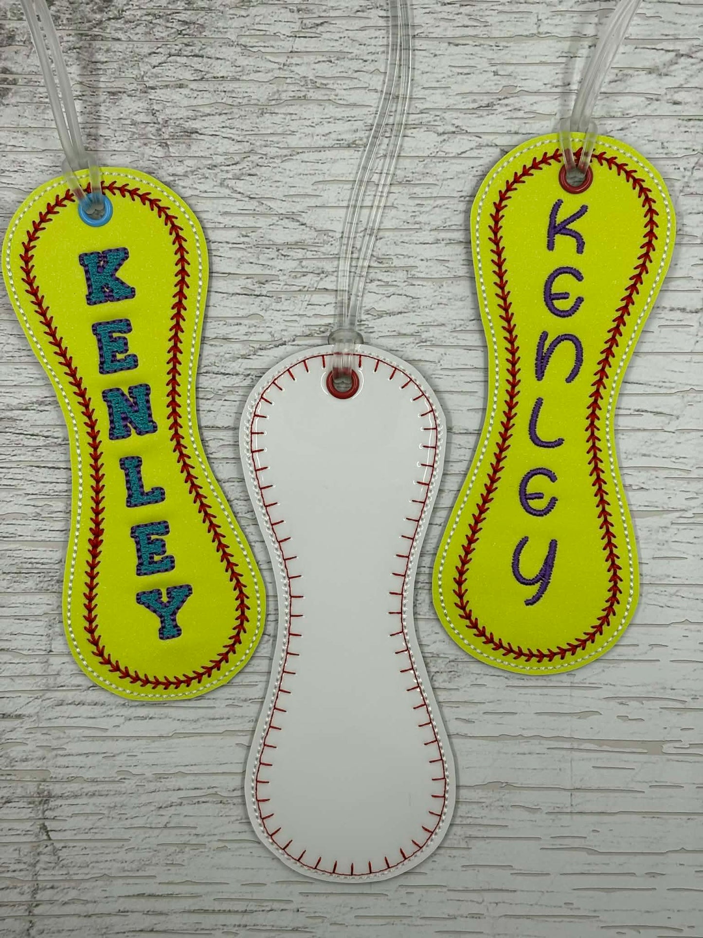 Baseball Softball Long Panel Bag Tags – 2 Styles Included – 5 x 7 Hoop ONLY - Digital Embroidery Design